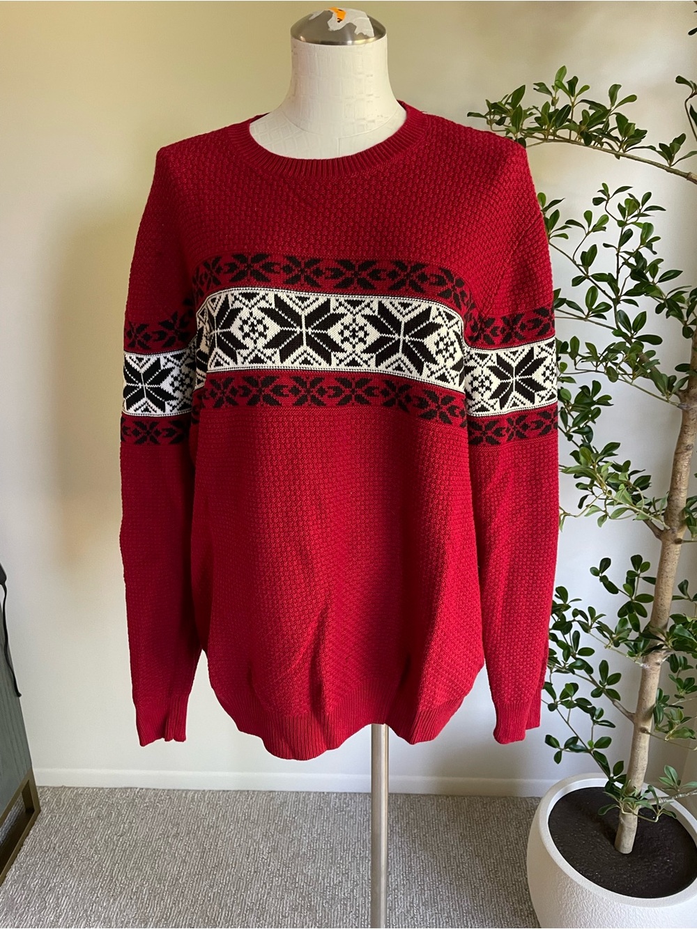 John Bartlett Consensus Red Textured Knit Sweater